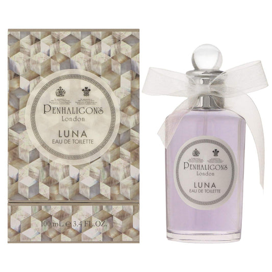 Luna by Penhaligon's Eau De Toilette 3.4 oz Spray bottle with box on a plain background