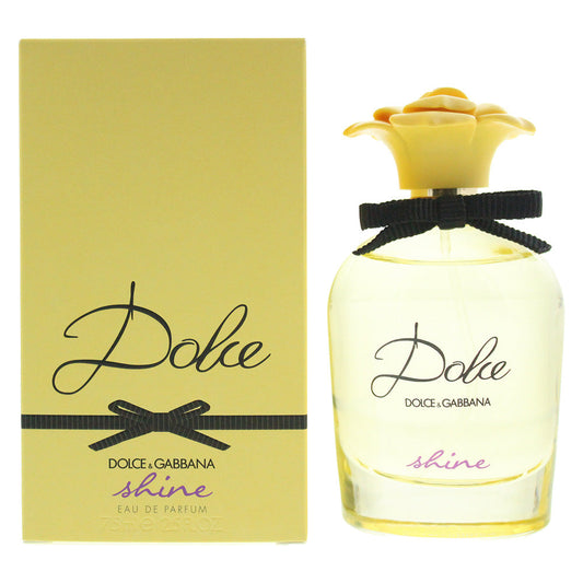 Dolce Shine bottle photographed beside its box