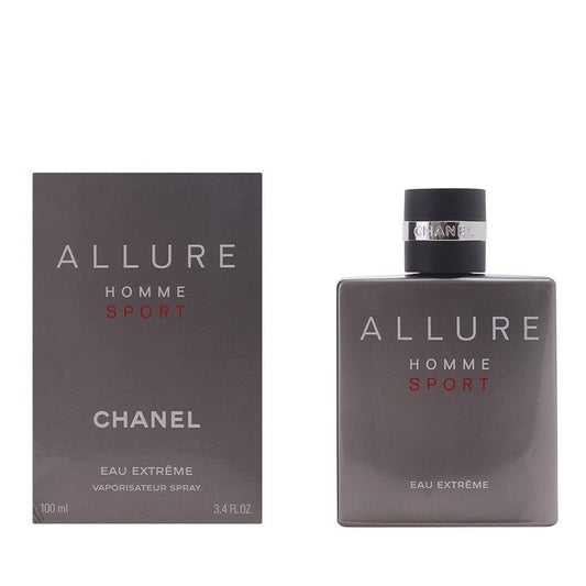 Chanel Allure Homme Sport Eau Extrême bottle photographed beside its box