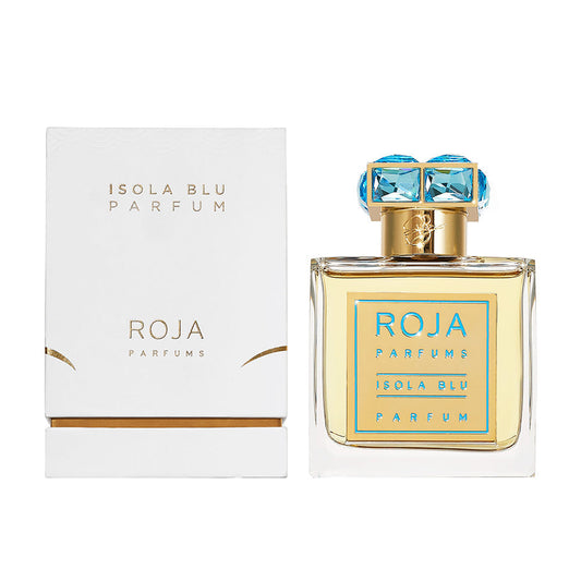 Isola Blu By Roja bottle with box on a plain background
