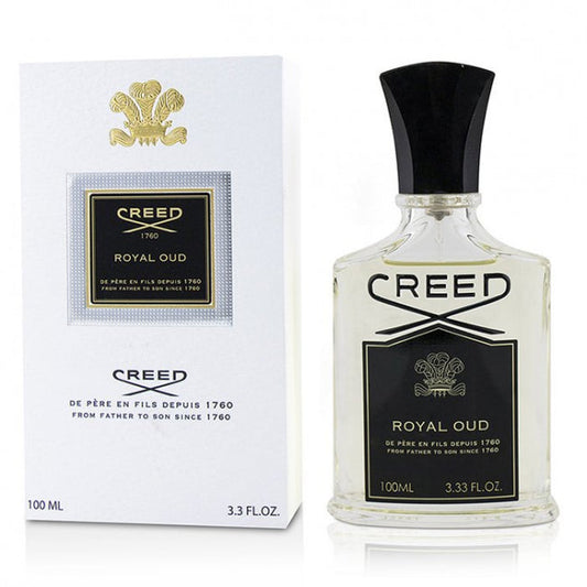 Creed Royal Oud bottle photographed beside its box