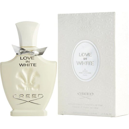 Bottle of Creed Love In White shown next to its packaging