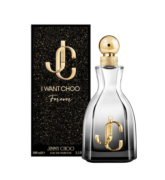 I Want Choo Forever Jimmy Choo bottle with box on a plain background