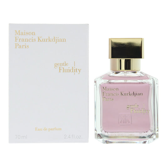 Gentle Fluidity Gold By Maison Francis Kurkdjian bottle with box on a plain background