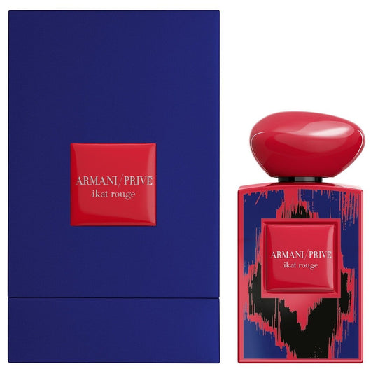 Giorgio Armani Ikat Rouge Armani Privé bottle with box on a plain background