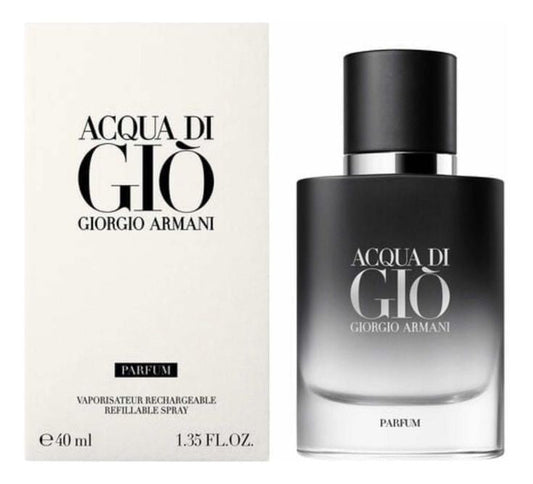 Giorgio Armani Acqua di Gio Parfum bottle photographed beside its box