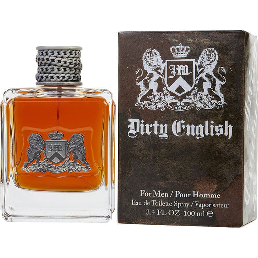 Juicy Couture Dirty English bottle with box on a plain background