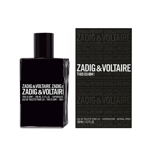 This Is Him By Zadig And Voltaire bottle photographed beside its box