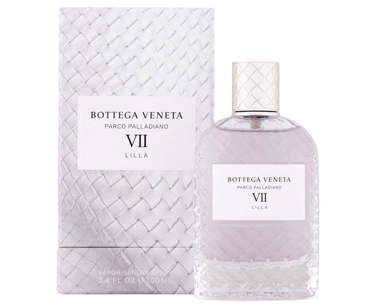 Bottega Veneta Parco Palladiano VII Lillà bottle photographed beside its box