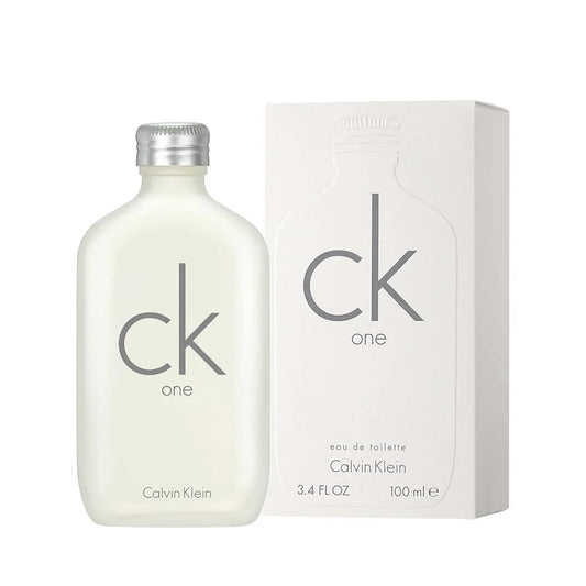 Calvin Klein CK One Eau de Toilette bottle with box on a plain background