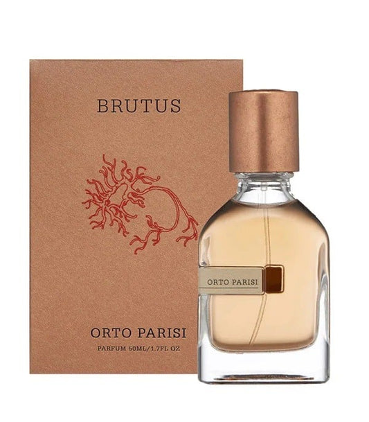 Brutus By Orto Parisi fragrance bottle and outer packaging