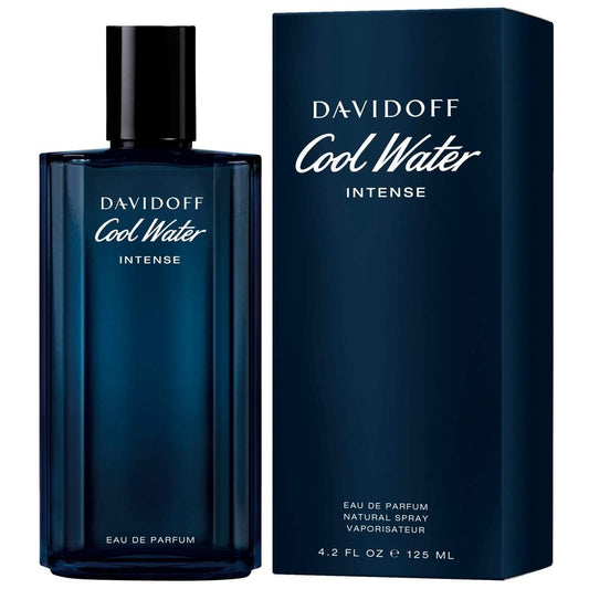 Bottle of Davidoff Cool Water Intese eau de Parfum shown next to its packaging