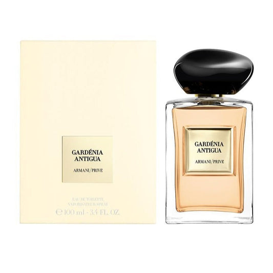 Giorgio Armani Gardénia Antigua Armani Privé bottle with box on a plain background