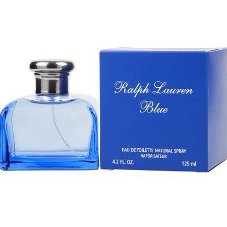 Bottle of Ralph Lauren Blue shown next to its packaging