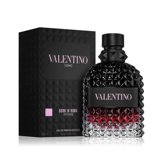 Valentino Uomo Born in Roma Intense bottle with box on a plain background