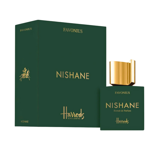 Favonius By Nishane bottle with box on a plain background