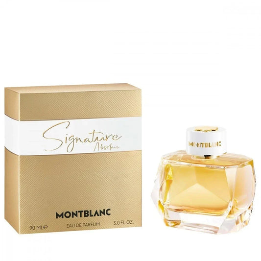 Signature Absolue By Montblanc bottle with box on a plain background