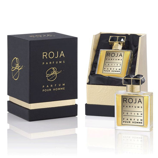Roja Fetish Pour Homme bottle photographed beside its box