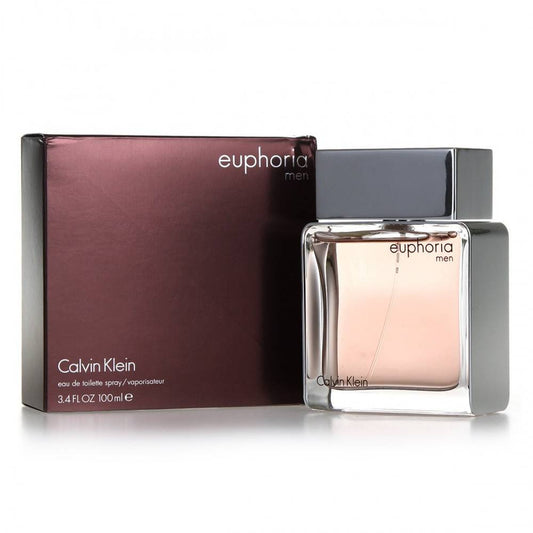 Bottle of Calvin Klein Euphoria Eau de Toilette shown next to its packaging