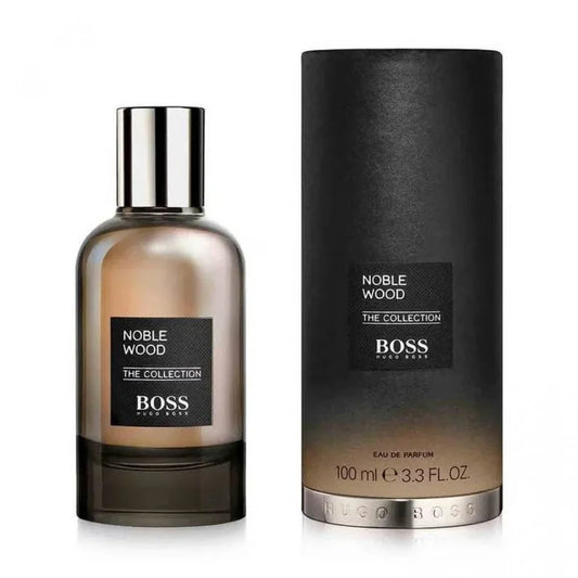 Hugo Boss Noble Wood fragrance bottle and outer packaging