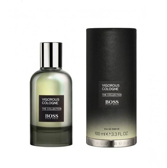 Hugo Boss Vigorous bottle with box on a plain background