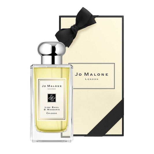 Jo Malone Lime Basil & Mandarin bottle photographed beside its box