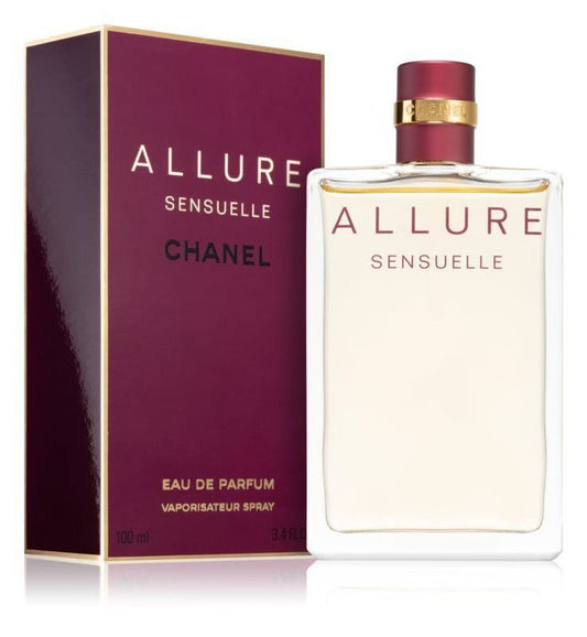 Chanel Allure Sensuelle bottle with box on a plain background