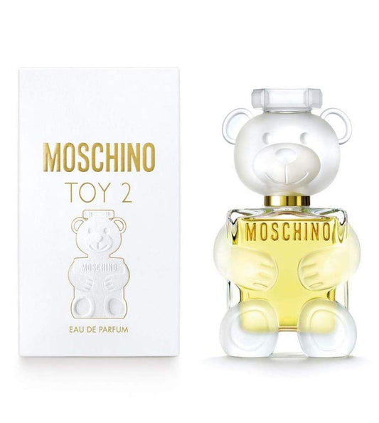 Moschino Toy 2 bottle with box on a plain background
