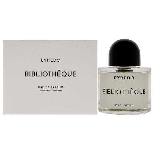 Byredo Bibliothèque bottle with box on a plain background