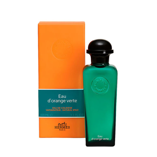 Bottle of Hermès Eau d'Orange Verte shown next to its packaging