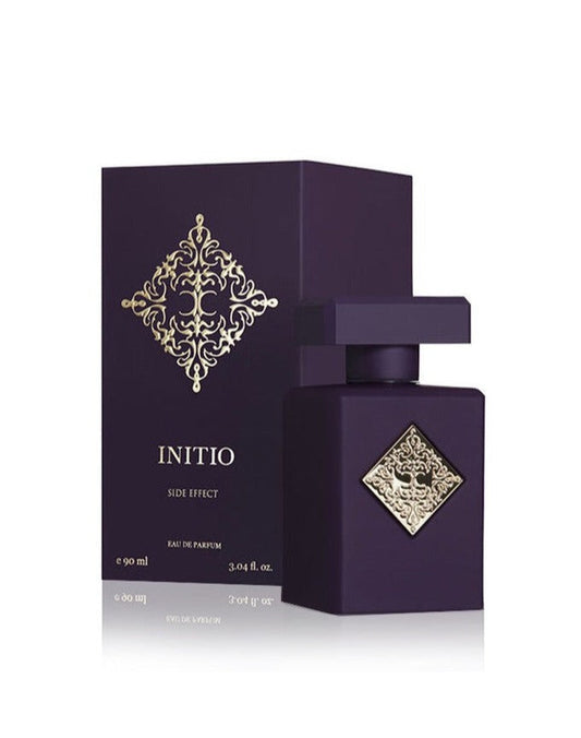 Bottle of Side Effect By Initio shown next to its packaging