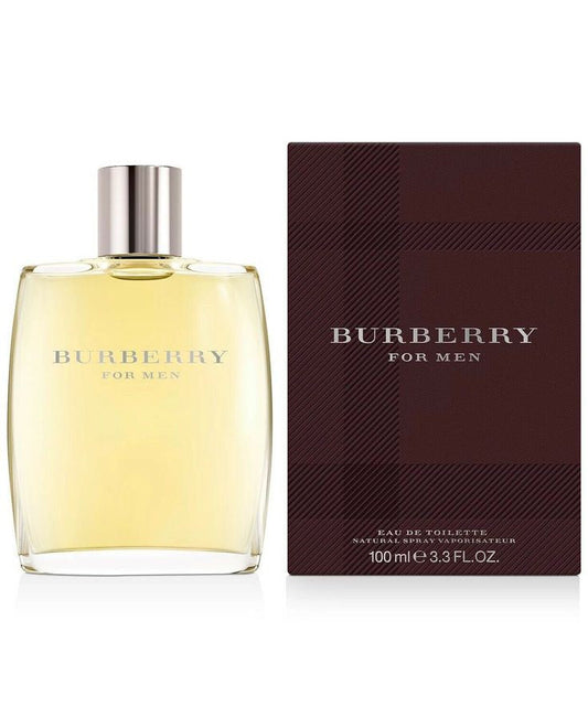 Burberry for Men bottle with box on a plain background