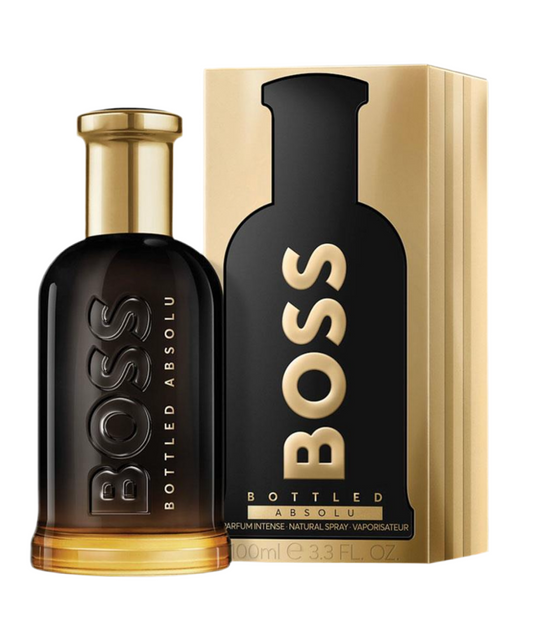 Hugo Boss Bottled Absolu bottle photographed beside its box