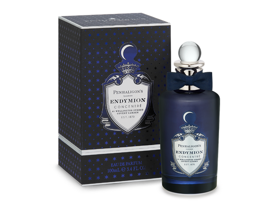 Penhaligon's Endymion Concentré bottle photographed beside its box