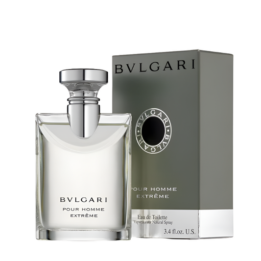 Bvlgari Pour Homme bottle with box on a plain background