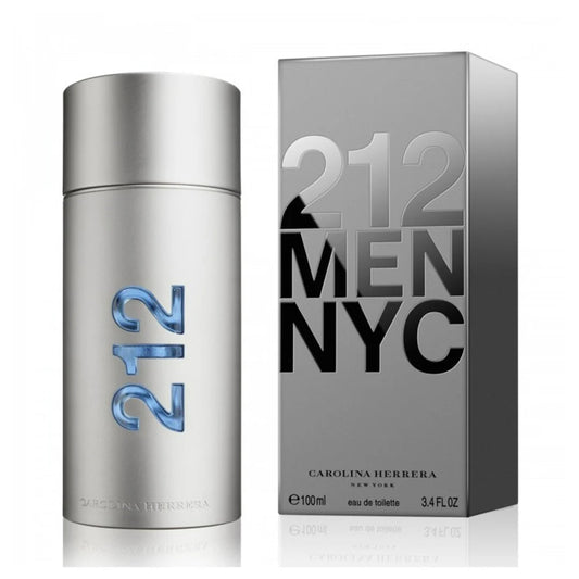 Carolina Herrera 212 Men NYC Eau de Toilette bottle photographed beside its box