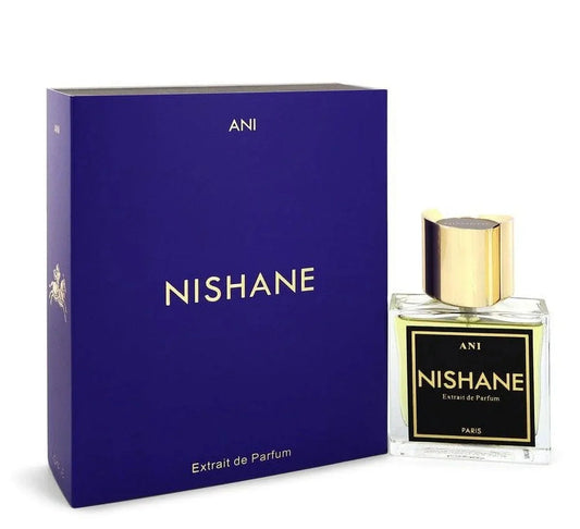 Bottle of Ani By Nishane shown next to its packaging