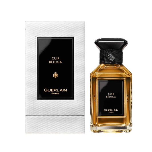 Guerlain Cuir Beluga fragrance bottle and outer packaging