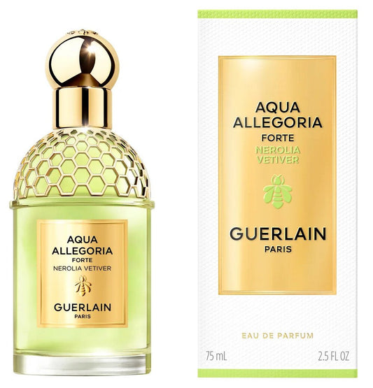 Guerlain Aqua Allegoria Forte Néroli Vétiver bottle photographed beside its box