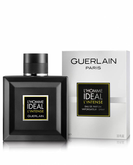 Guerlain L'Homme Idéal L'Intense Eau de Parfum fragrance bottle and outer packaging