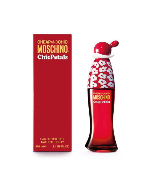 Moschino Chic Petals bottle photographed beside its box