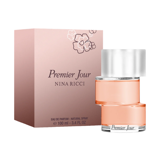 Premier Jour By Nina Ricci bottle photographed beside its box