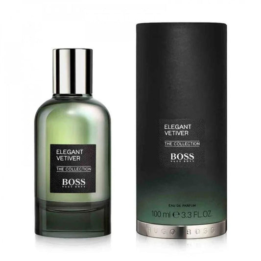 Hugo Boss Elegant Vetiver Eau de Parfum fragrance bottle and outer packaging
