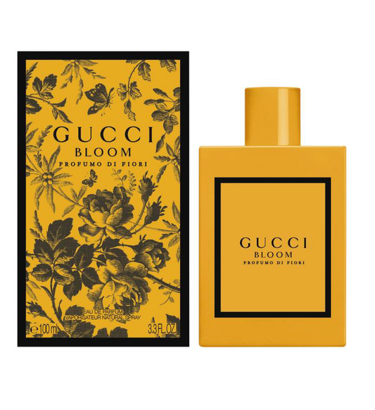 Gucci Bloom Profumo Di Fiori bottle photographed beside its box