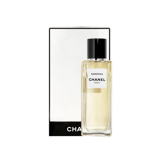 Chanel Gardenia bottle photographed beside its box
