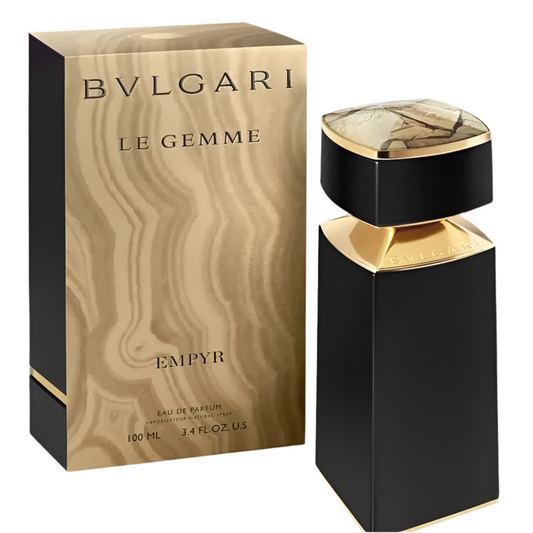 Bottle of Bvlgari Le Gemme Empyr shown next to its packaging