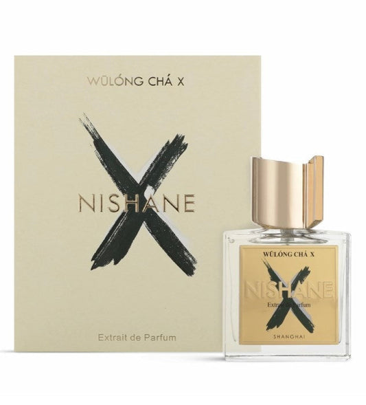 Bottle of Wulong Cha X By Nishane shown next to its packaging