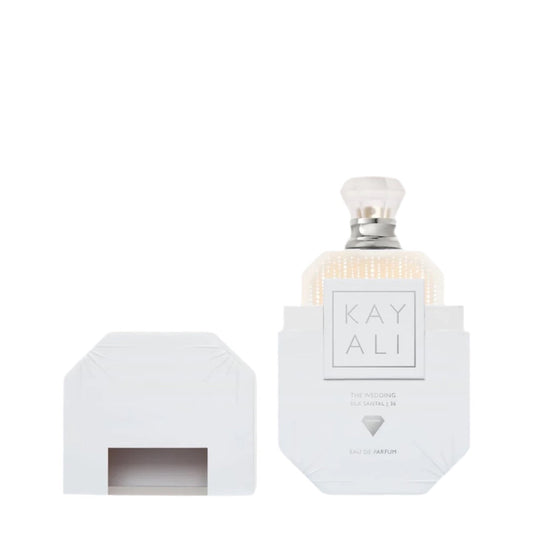 Kayali The Wedding Silk Santal | 36 bottle photographed beside its box