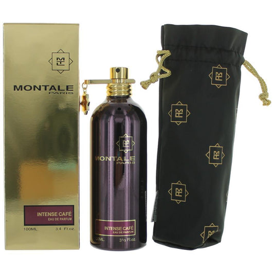 Bottle of Intense Café By Montale shown next to its packaging