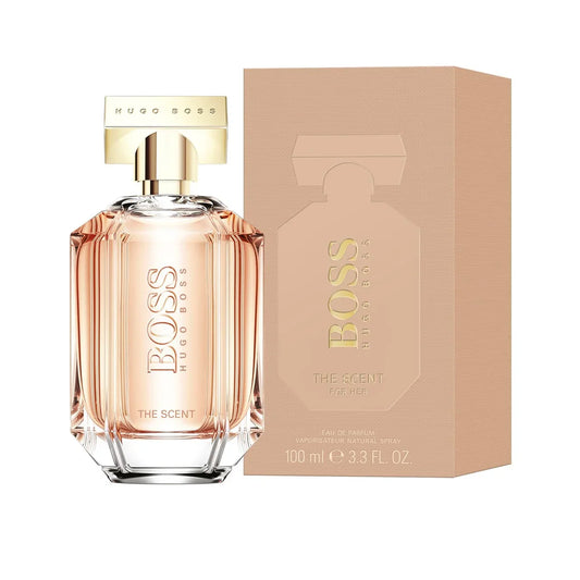 Hugo Boss The Scent for Her fragrance bottle and outer packaging